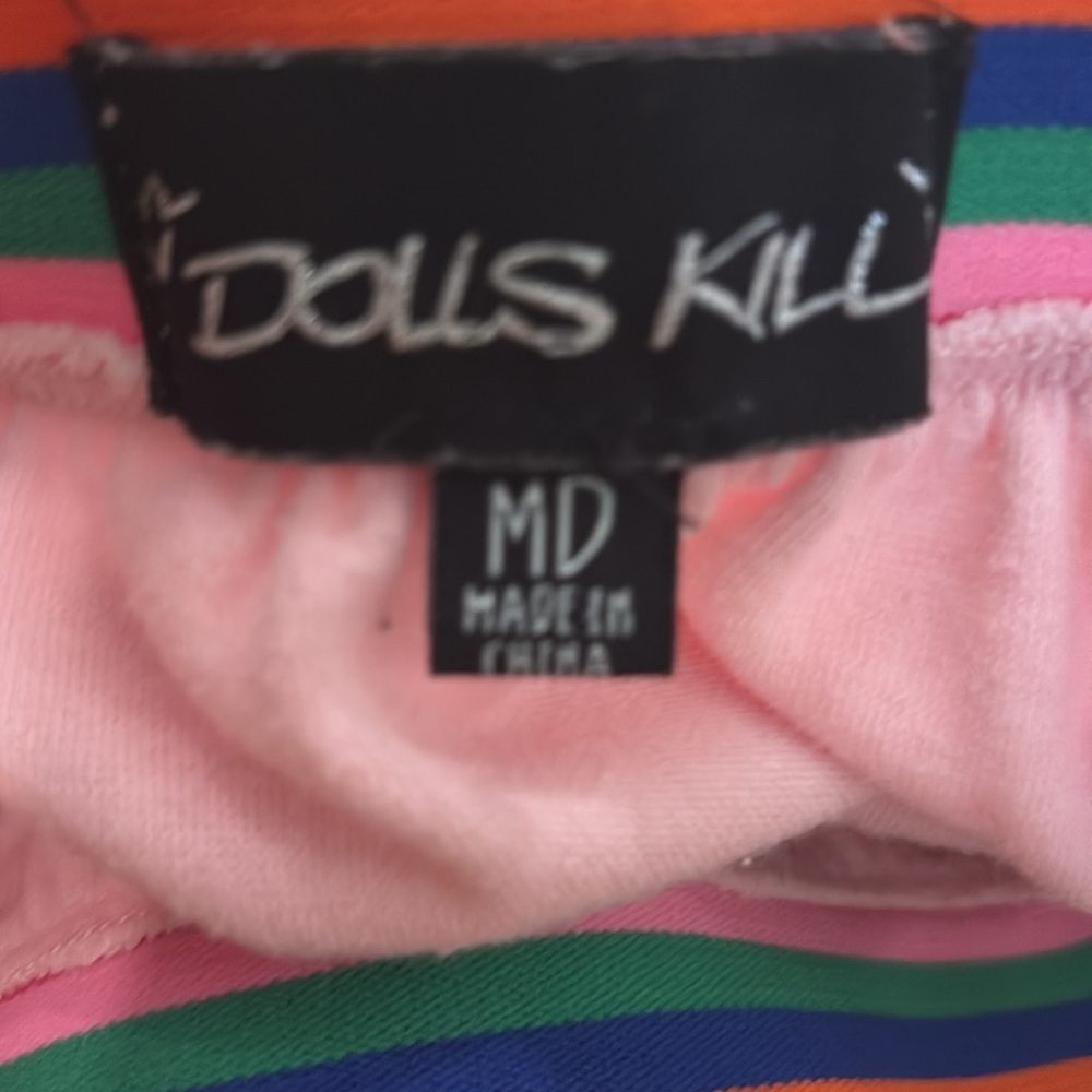 Dolls Kill Pink Terrycloth Patch Bandeau Tube Top Medium - Picture 5 of 5